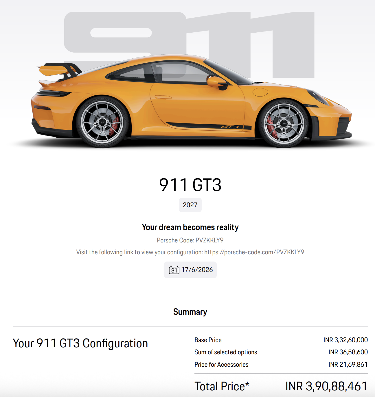 पोर्शे 911 GT3 विन्यासक